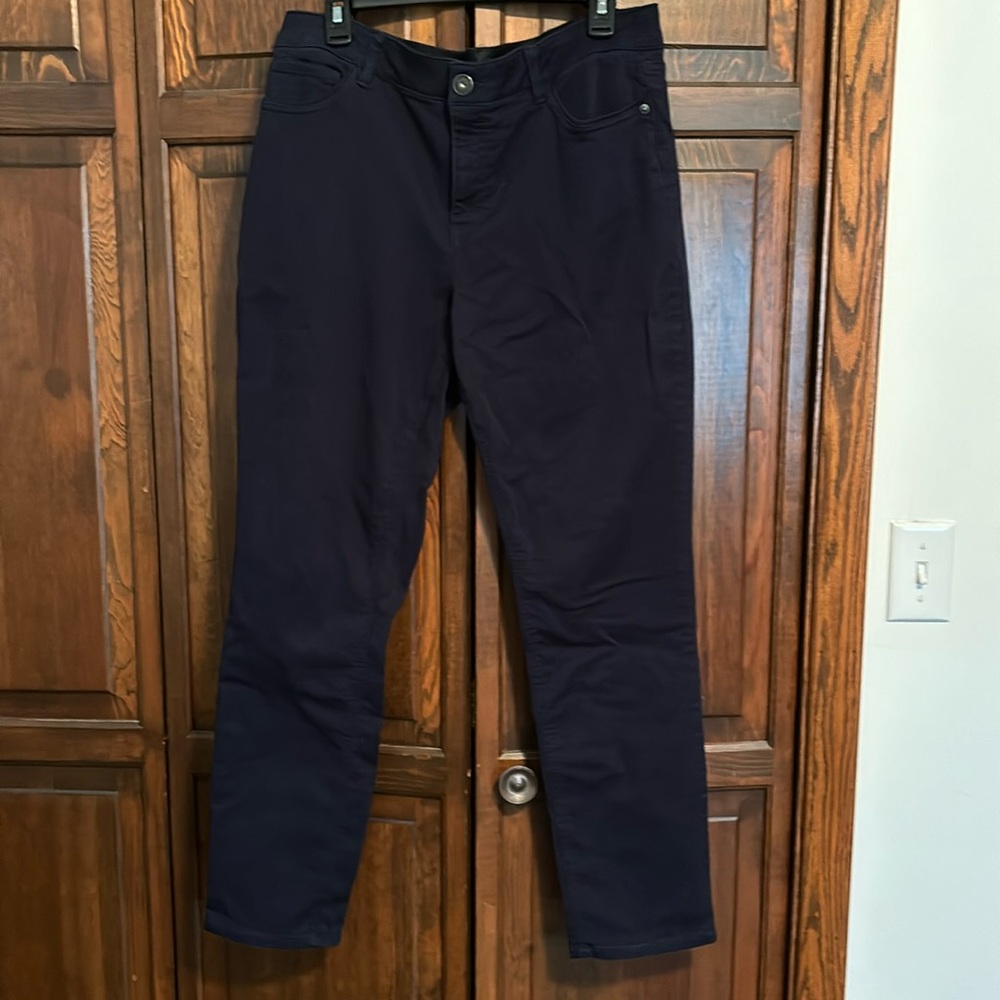 Liz Claiborne Slim Leg Mid-Rise Size 14 Navy Blue